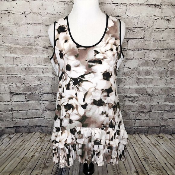 LOGO Lori Goldstein Neutral Printed Crepe Tunic - Picture 3 of 8